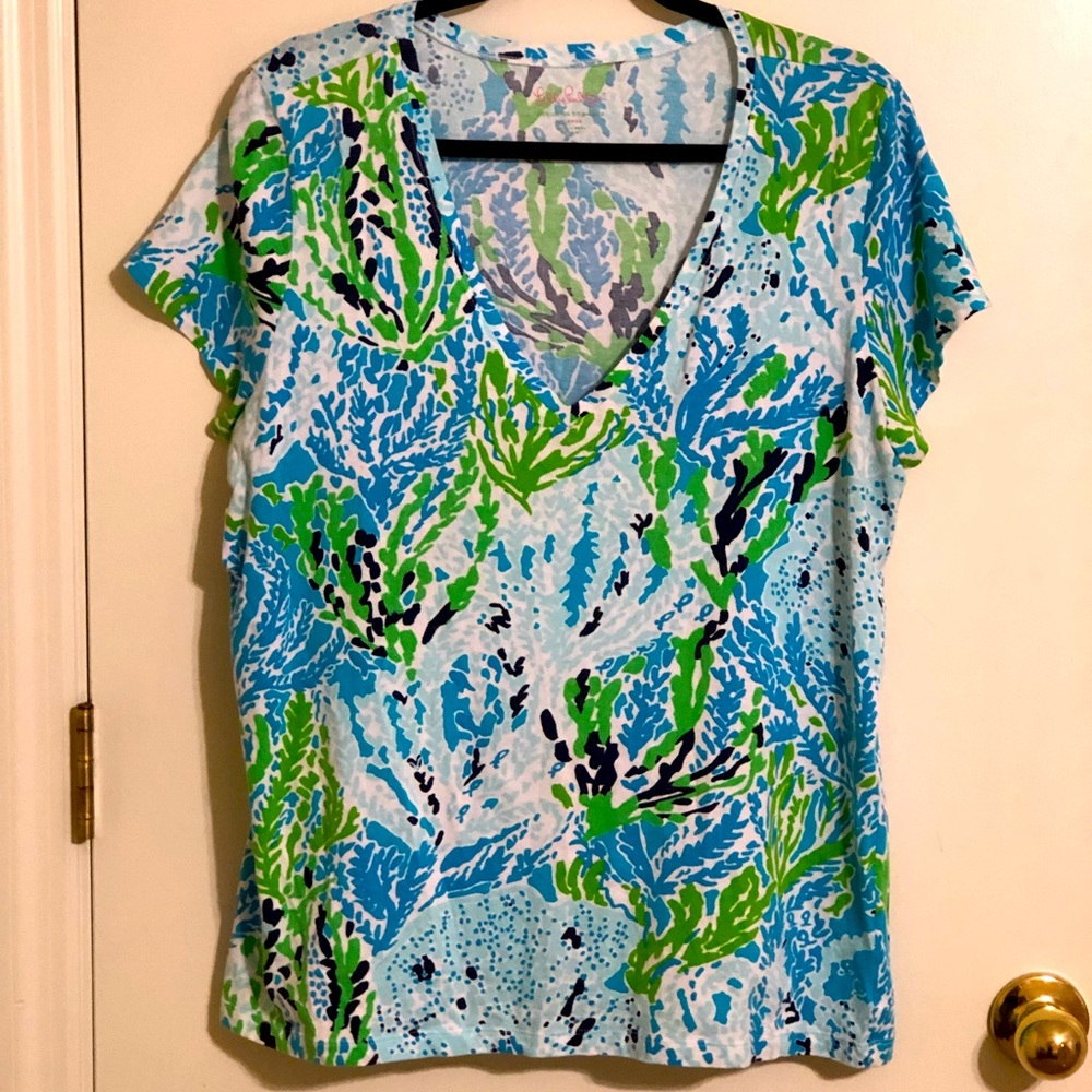 Lilly Pulitzer Let’s Cha Cha Michele V-Neck Top Size XL